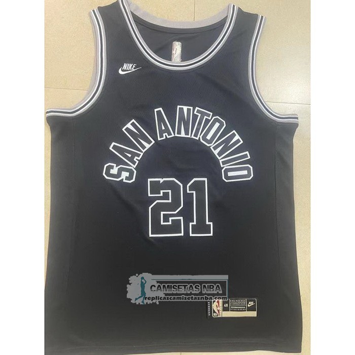 Camiseta San Antonio Spurs Tim Duncan NO 21 Statement 2022-23 Negro